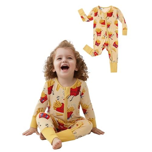 NewSeed Unisex Baby Neutral 2-Way Zipper Footies, Bamboo Viscose Romper Outfit, 0-24 Months One-piece Jumpsuit for Boys Girls