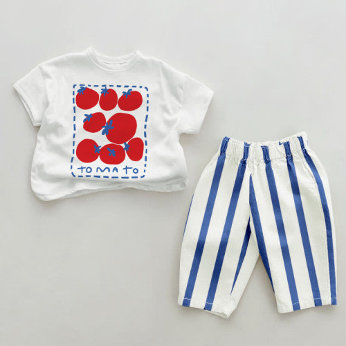 TOMATO Baby Blue Vertical Striped 2-piece Set