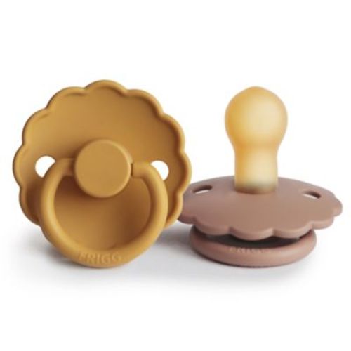 FRIGGDaisy 0-6M 2-Pack Rubber Pacifiers in Honey Gold - HONEY GOLD - 0-6 MONTHS