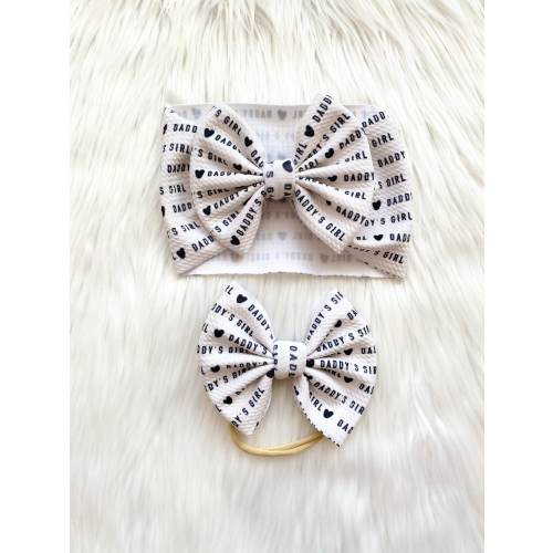 Father's Day Baby Bow: Daddy's Girl Nylon, Headwrap, Clip or Pigtail Set Hair Bow
