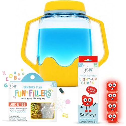 Glo Pals Play Pack Bundle, Jar, Light Up Cubes & Fillers, Glows Red