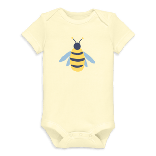 Organic Short Sleeve Bumblebee Babysuit, 3-6M