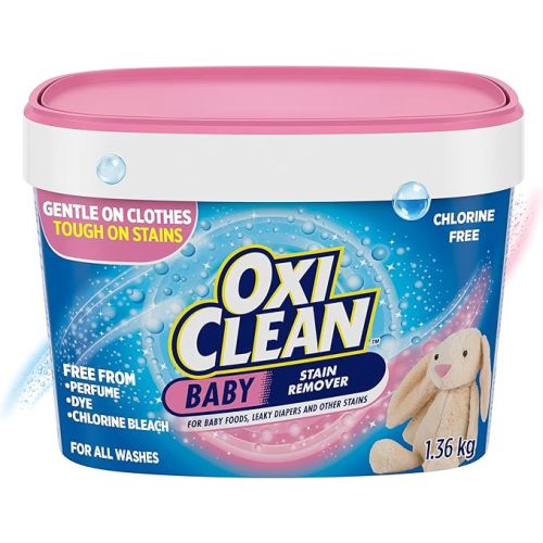OxiClean All-Purpose Baby Enzyme Stain Remover Powder for Cloth Diapers, Bedding, Blankets, and Upholstery - Colour Safe, Chlorine Bleach, Fragrance Free, 1.36 kg