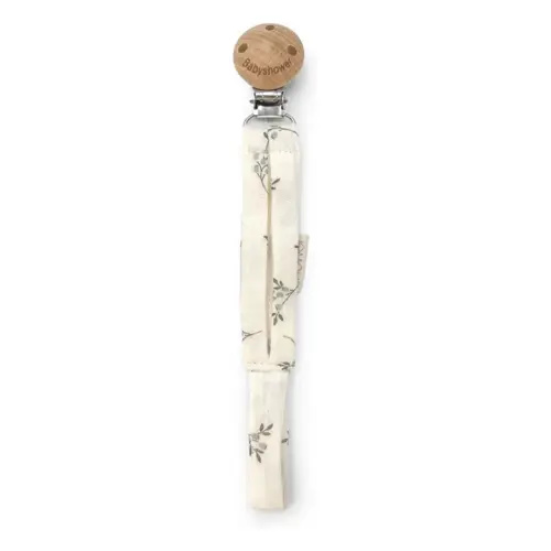 Babyshower - Olive pacifier clip - Ecru | Smallable