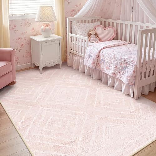 BESTSWEETIE 5'x7'Washable Area Rug for Living Room Bedroom Lightpink