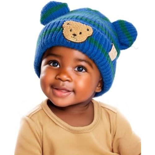 Funky Junque Adorable Infant Teddy Bear Ear Beanie - Cozy Winter Knit Hat for Babies