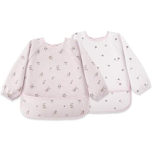 Susurration Baby Long Sleeve Bib Waterproof Sleeved Bib Smock for Baby