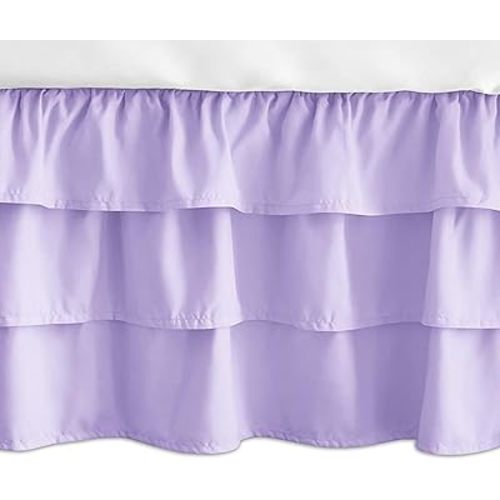 Ruffled Crib Skirt Baby Bed:Solid 3 Tiered Crib Baby Bedding Skirts,Crib Bed Skirt Dust Ruffle with Platform, Accessories for Baby Boys Girls,17.7" Drop- Fits Standard Cribs,28"x 52" (Purple)