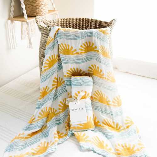 Sun + Wave Swaddle - Ocean Nursery Decor | Beachy Baby Charm – Coca + B.