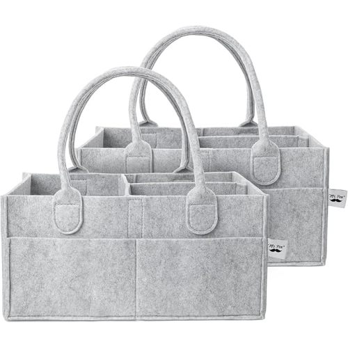 Mr. Pen- Baby Diaper Caddy Organizer, 2 Pack, Gray, Baby Caddy Organizer with Handle, Compact Size, Collapsible & Portable