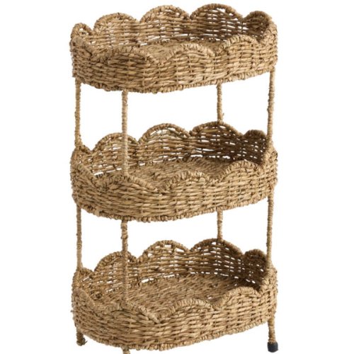 Daisy Oval Natural Seagrass Scalloped 3 Tier Storage Tower - World Market