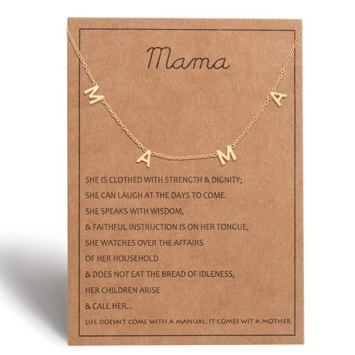Mama Necklace for Women - Silver, Gold & Rose Gold Jewelry, Gift for New or Expecting Mom, Pregnant Friend With Cards