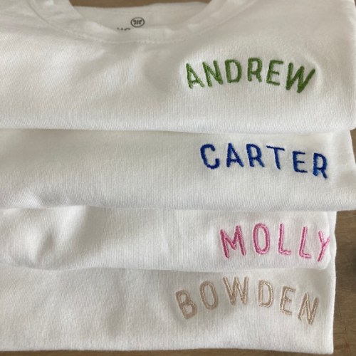 Organic Cotton Custom Name Embroidered Toddler T-shirt Personalized Baby Clothing Curved Circle Left Chest Name - Etsy