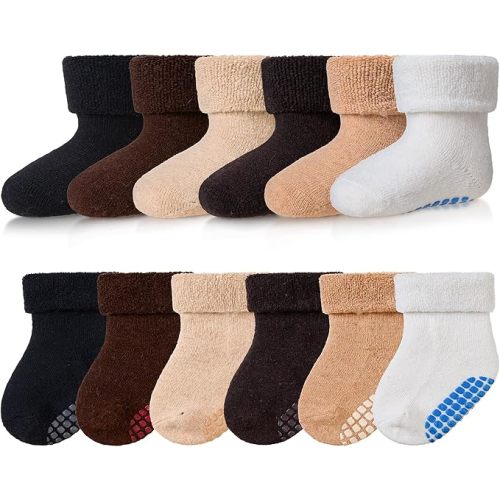 Baby Wool Floor Socks Soft Winter Warm Thick Non slip Toddler Boys Girls Crew Neck Socks 6 pairs