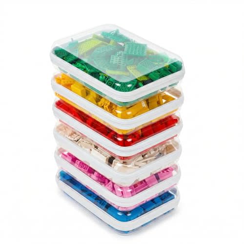CoiiJoii 6PCS Clear Hard Shell Zipper Case,Portable Cosmetic Bag with Zipper,Kid's Toy Storage Organizer Bins,Hard Plastic Case,Clear Bags for Organizing