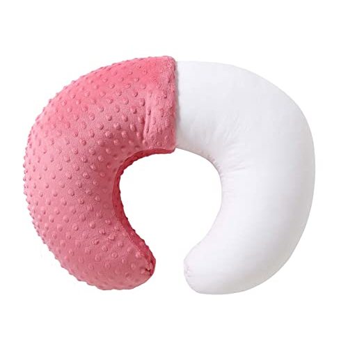 QUENESS Nursing Pillow and Positioner, Breastfeeding, Bottle Feeding, Baby Sitting Support with Removable Ultra Soft Cover, Tummy Time Support for Baby Boys and Girls (StrawberryRed)