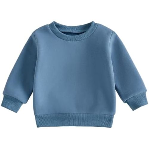 Mubineo Toddler Baby Boy Clothes Girl Basic Plain Sweatshirt Long Sleeve Shirts Kids Fall Winter Sweat Shirt Tops