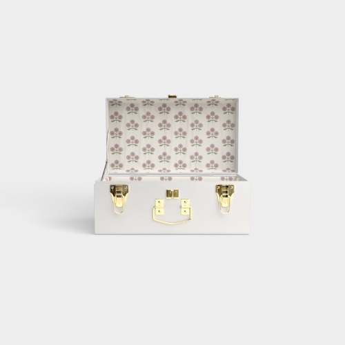 Mini Trunk - White - Field Floral in Mulberry / No Embroidery