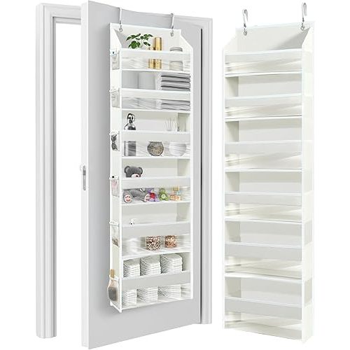 HOMELUX THEORY Over The Door Organizer Hanging - 50lbs Load 6 Large Front & 12 Side Pockets, 1 Pack Over The Door Shoe Organizer, Hanging Closet Organizer For Toys, Diaper - Sewing Organizers (Ivory)