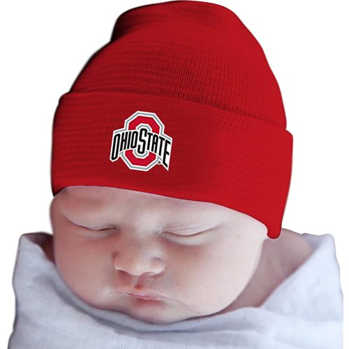 Two Feet Ahead Ohio State Buckeyes Team Baby Hat for Boys and Girls-Softly Knitted Infant Baby Beanie &nbsp;(Ohio State Buckeyes Team)