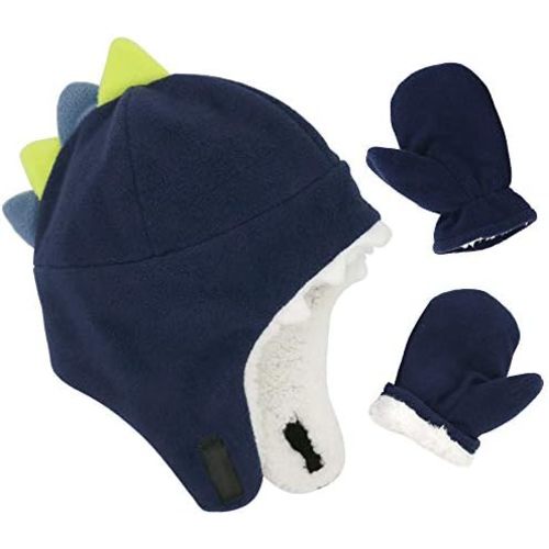 Baby Boy Sherpa Hats and Mittens Set Toddler Gloves Warm Fleece Winter Hat Baby Girl
