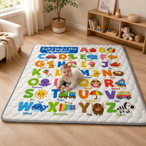 NimbleRest 50"x50" Large Baby Play Mat, Thick Soft Floor Playmat for Infants & Toddlers, Foldable Non-Slip Crawling & Tummy Time Mat
