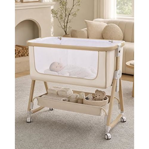 Baby Bassinet, Adjustable Height Bedside Bassinet for Baby