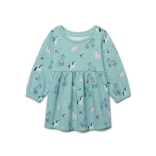 Garanimals Baby Girls Print Babydoll Dress with Long Sleeves, Sizes 0M-24M