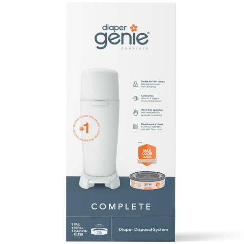 Diaper Genie, Ultimate Odor-Lock White Diaper Pail, Fully Assembled with 1 Full Sized Refill