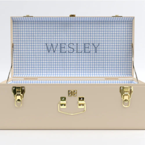 Petite Trunk - Limited Edition Beige - Picnic in Blue / Embroidery