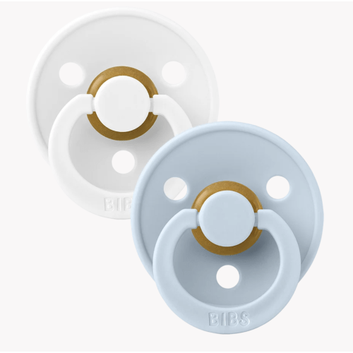 BIBS Pacifiers 2 Pack - White/Baby Blue