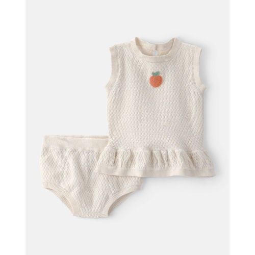 Baby Girl 2-Piece Peach Crochet Top & Short Set - Cream | Carter's