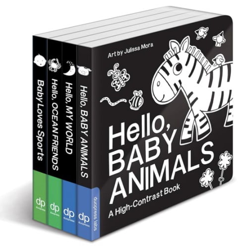 High Contrast Baby Book Set: 4 Board Books for Newborns