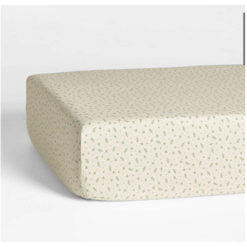Bramble Floral 100% Organic Cotton Baby Crib Fitted Sheet By Sharland England