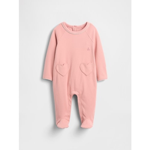 Baby Softspun Heart Pocket Footed One-Piece - size 0-3 months