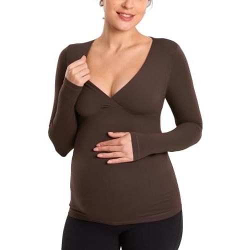 MOMANDA Crossover Maternity Nursing Tops