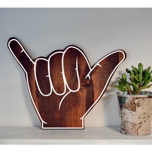 Wooden Hang Loose Sign Cutout | Bohemian Home Decor | Shaka Sign | Surfer Style | VanLife Decor | Good Vibe Signs | Surfing