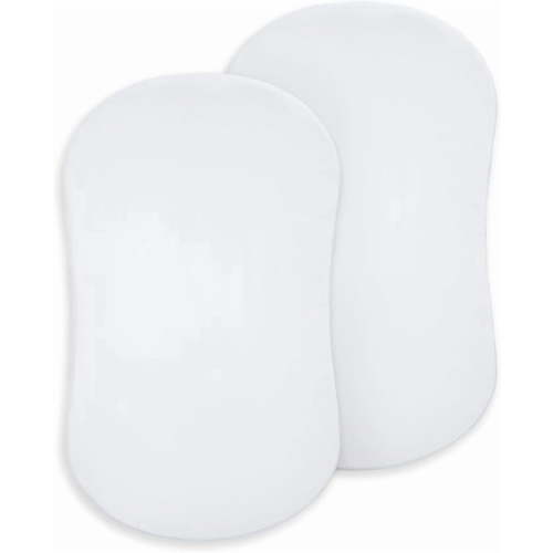 HALO BassiNest Fitted Sheets, Organic Cotton Muslin Bassinet Sheets, White, 30" x 18", 2 Pack