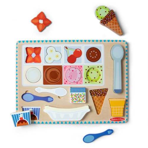 Melissa & Doug Wooden Magnetic Ice Cream Puzzle & Play Set - 16 Pieces