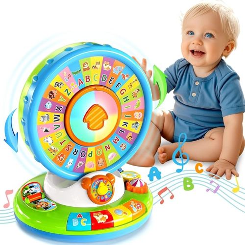 Toys for 1 2 3 Year Old Boys Girls, Spin & Sing ABC Alphabet Learning Zoo with Lights & Sounds, Musical Educational Toy for Toddler 1-3, Christmas 1st Birthday Gifts for Baby Kids Age 12-18 Months+
