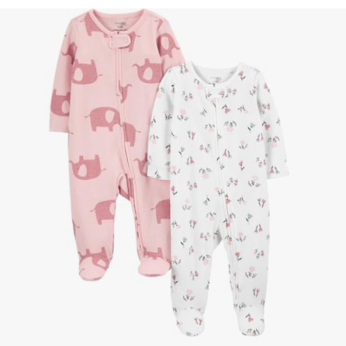 Simple Joys by Carter's - Pink Elephant/White Floral, 0-3 months