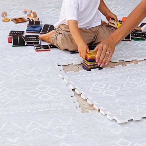 Lillefolk Baby Play Mat for Floor – 6x6ft Gray | PFAS Free - Non Toxic Premium EVA Foam Tiles for Tummy Time, Crawling & Playpen – No Loose Edges Interlocking Mat for Babies & Toddlers (9 Tiles)
