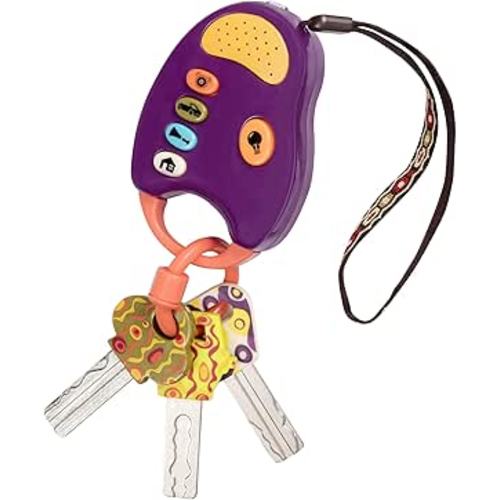 B. toys – Toy Car Keys – Key Fob with Lights & Sounds – Interactive Baby Toy – Pretend Keys for Babies, Toddlers – 10+ Months – FunKeys – Purple