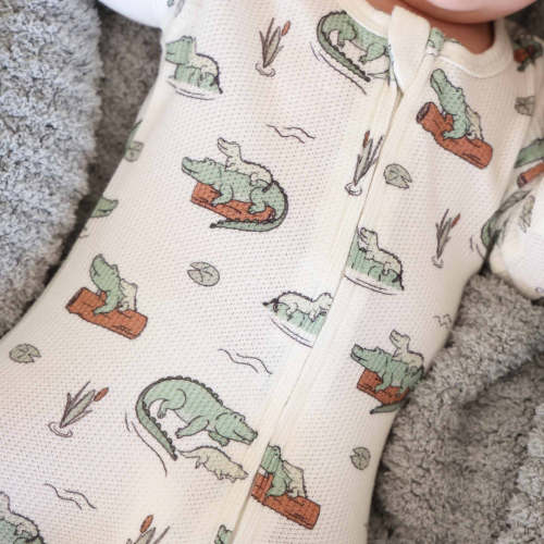 Later Gator Bamboo Waffle Zipper Footie
