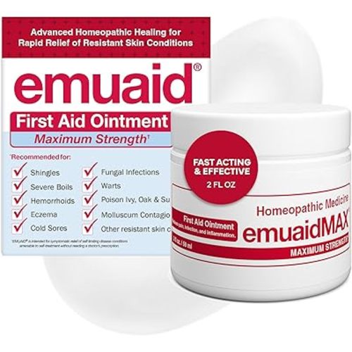 emuaid EMUAIDMAX Ointment for Itchy Skin, Maximum Strength Treatment for Athlete's Foot, Psoriasis, Jock Itch, Rash, Eczema, Cold Sores, Blisters, and Yeast Infection 2oz