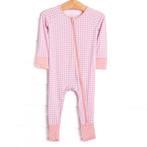 Pink Gingham Bamboo Zippy Pajama, Pink – Stitchy Fish