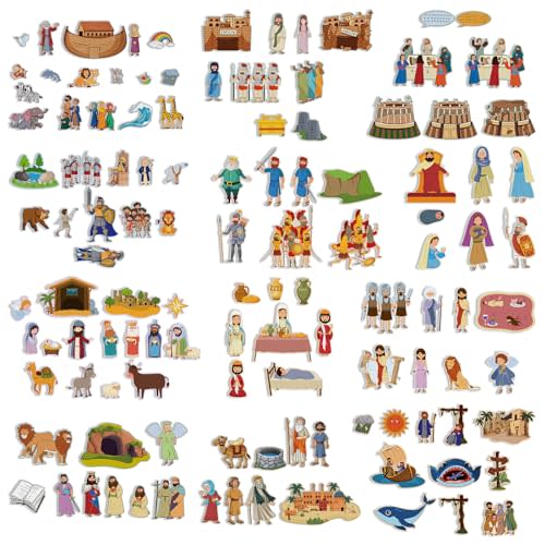 Windkream 12 Set Felt Board Stories Pieces Set Felt Animals Bible Fairy Tales for Preschool Animals Figures Flannel Board Stories for Toddlers Preschool Kindergarten Storytelling(Bible)