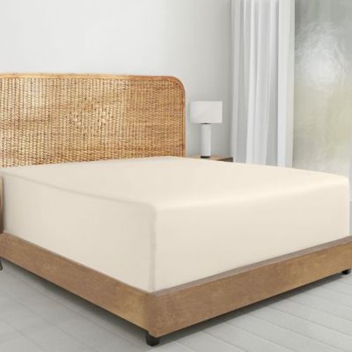 Soft, Crisp and Breathable Fitted Sheet Only | 100% Organic Cotton Fitted Sheet by California Design Den - Ivory (Cream Tone), Twin