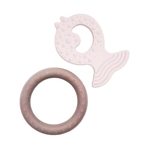 Fish Teether & Kawan Teether Ring in Natural Rubber Two-Pack -