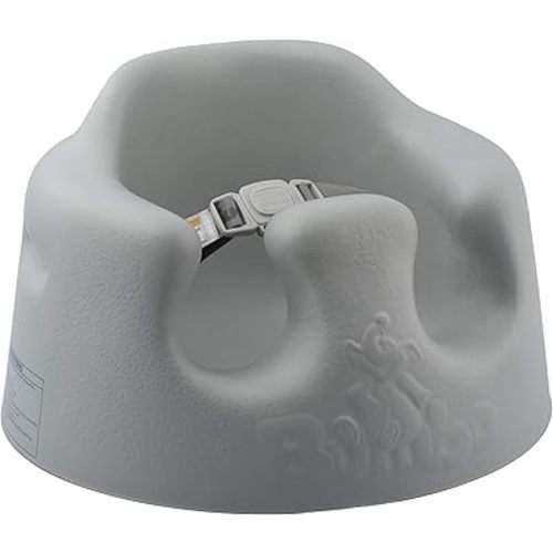 Bumbo Baby Floor Seat, Portable Infant Sit Up Activity and Eating Chair Baby Infant Soft Foam Comfortable Floor Seat with 3 Point Adjustable Harness, Cool Grey